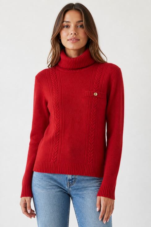 SK & Company Sweaters - Vintage SK & Company Women's Red Angora Wool Turtleneck Sweater M